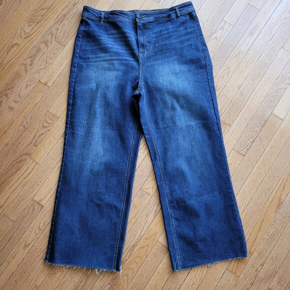 Oat New York High Waist Wide Leg Jeans 18W Raw Edge - Picture 1 of 13